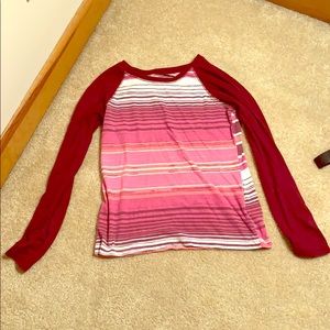 Red Pink and White Longe Sleeved Shirt for Girls